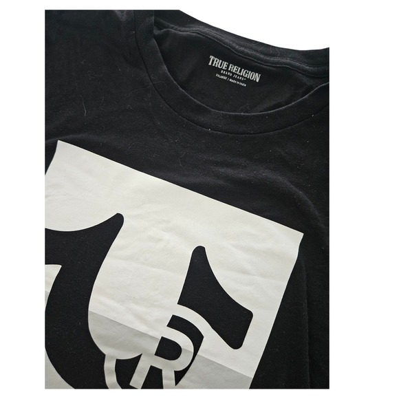 True Religion Brand Jeans Black Graphic Logo T Shirt Mens Size 2XL - Picture 1 of 5